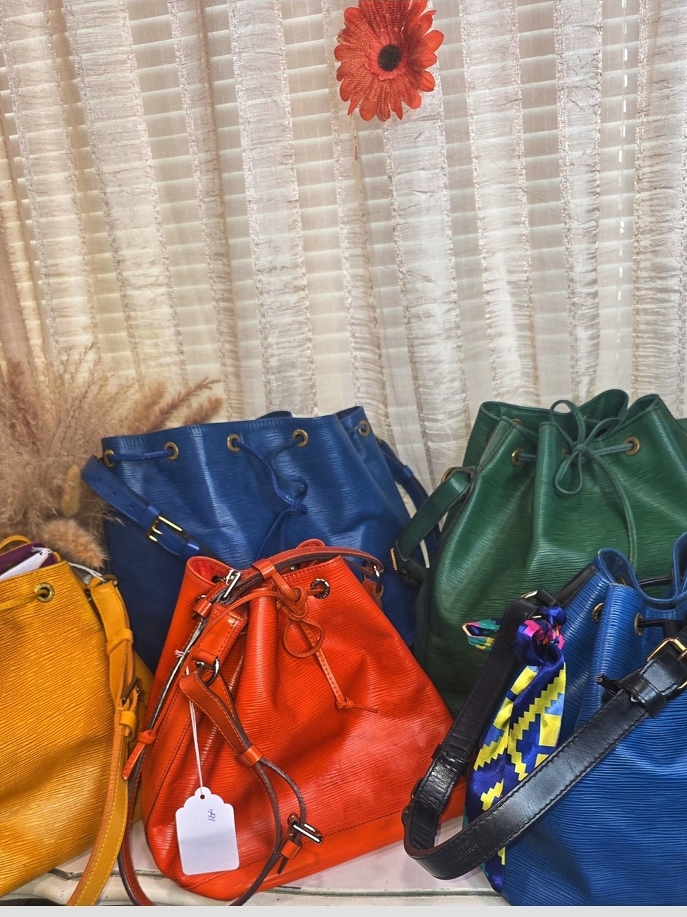 Louis Vuttion Leather Bucket Bag - Yellow, Orange, Green & Red